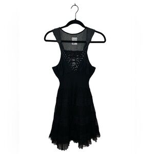 Vintage Free People Lace Crochet Dress Size 4 Black